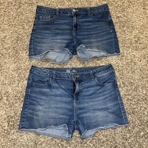 Wonder Nation Lot of Two Pairs of Blue Denim Shorts. Size 16 plus Adjustable EUC